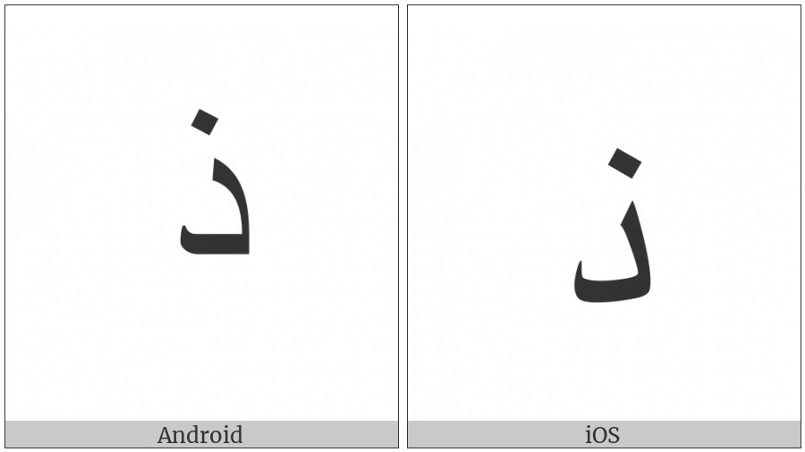Arabic Letter Thal on various operating systems