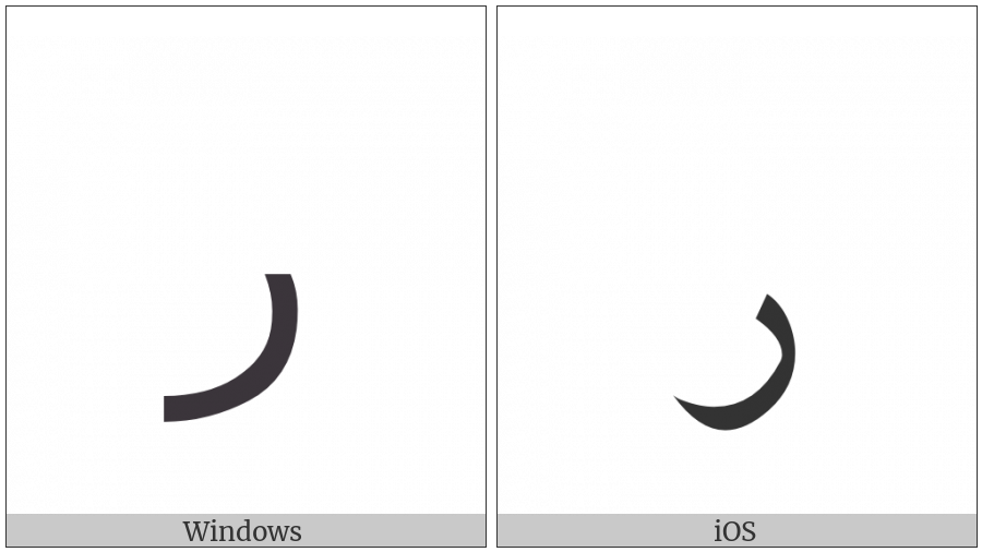Arabic Letter Reh on various operating systems