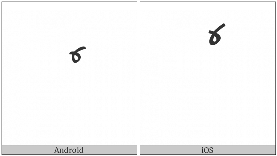 Arabic Inverted Damma on various operating systems