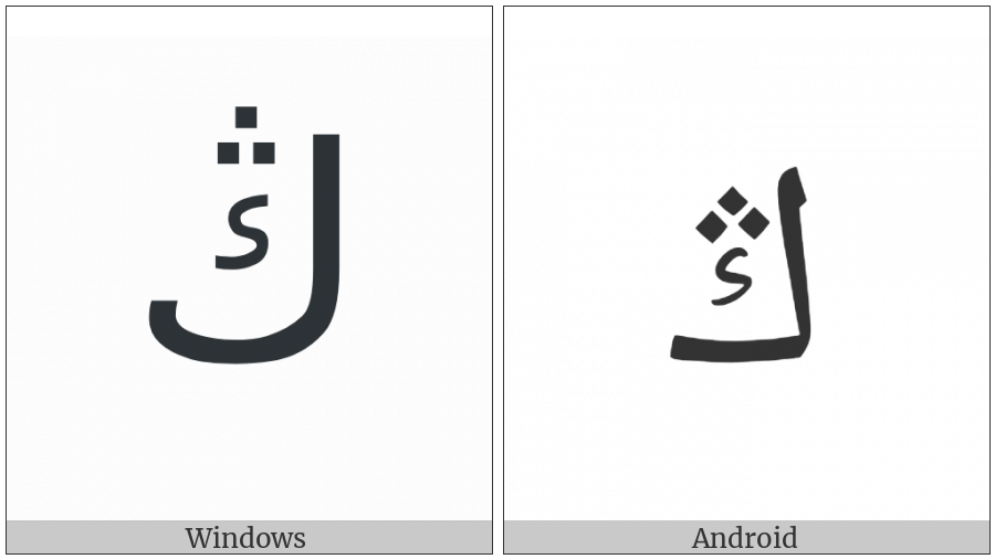 Arabic Letter Ng on various operating systems