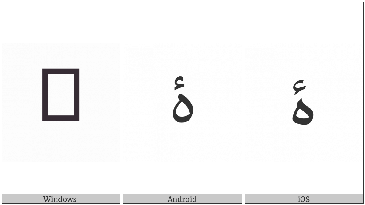 Arabic Letter Heh With Yeh Above on various operating systems