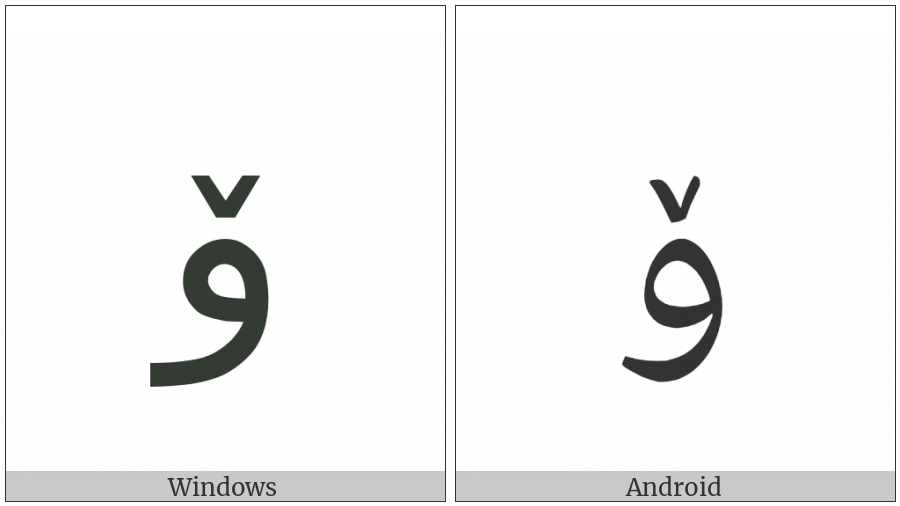 Arabic Letter Oe on various operating systems