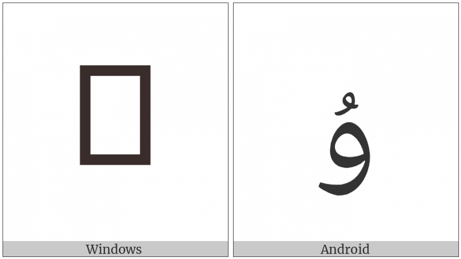 Arabic Letter U on various operating systems