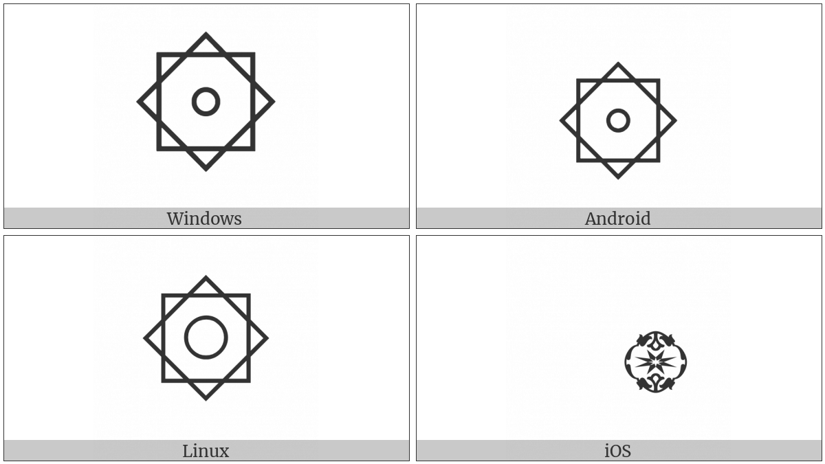Arabic Start Of Rub El Hizb on various operating systems