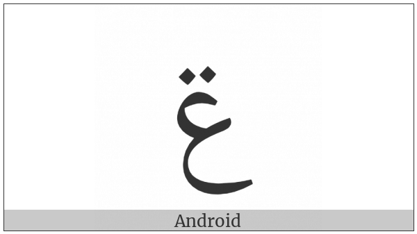 Arabic Letter Ain With Two Dots Above on various operating systems