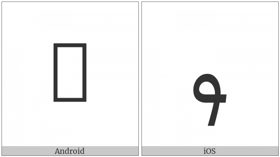 Arabic Letter Straight Waw on various operating systems