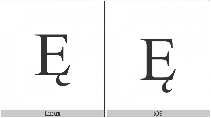 Latin Capital Letter E With Ogonek on various operating systems