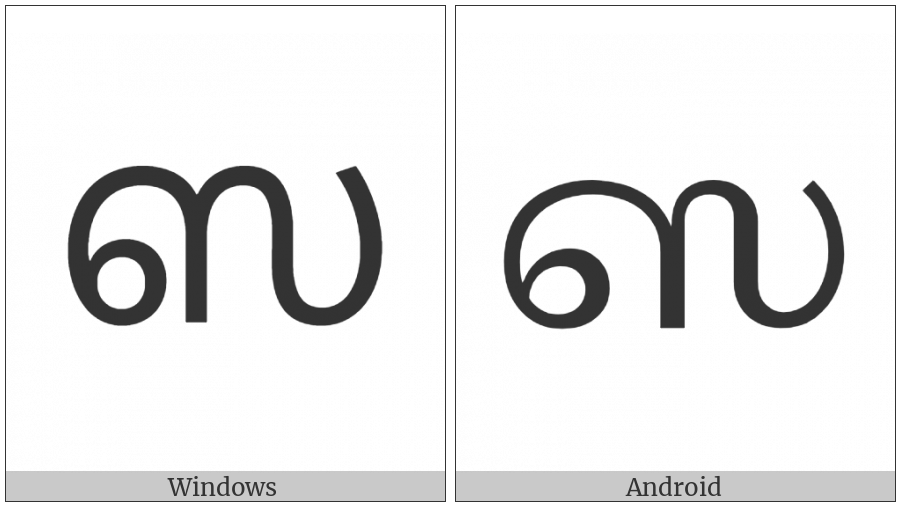 Tamil Letter Sa on various operating systems
