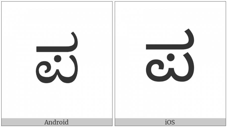Kannada Letter Pa on various operating systems