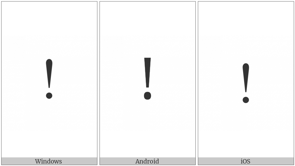 Exclamation Mark on various operating systems