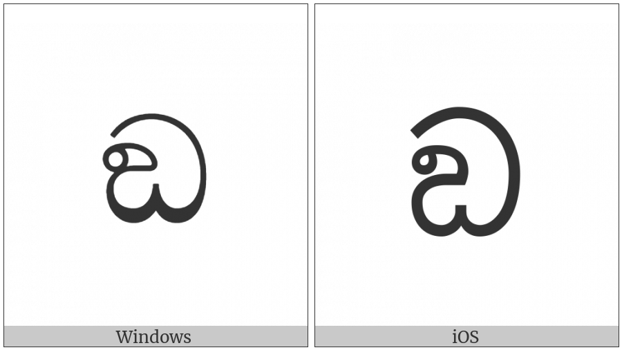 Sinhala Letter Kantaja Naasikyaya on various operating systems