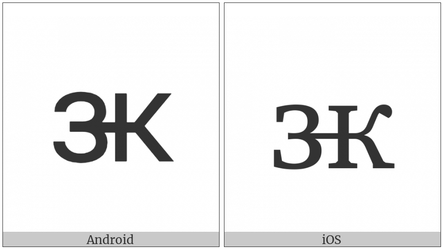 Cyrillic Small Letter Zhwe on various operating systems