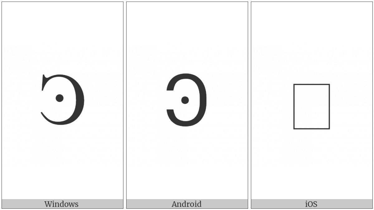 Latin Capital Letter Reversed C With Dot on various operating systems