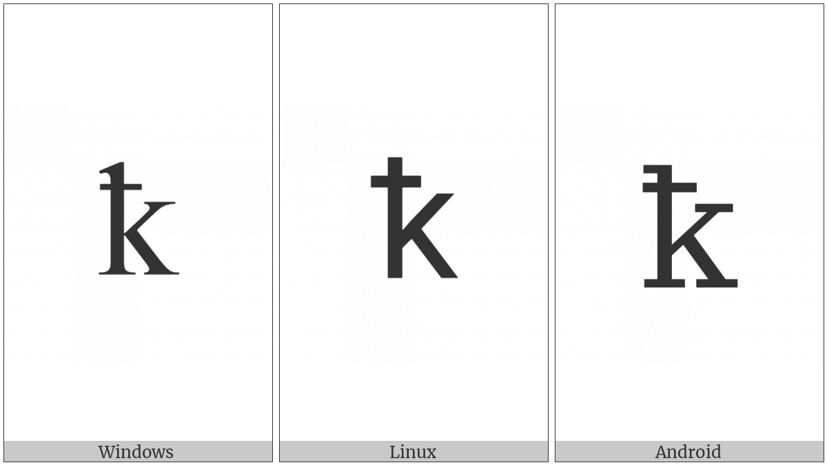 Latin Small Letter K With Stroke on various operating systems
