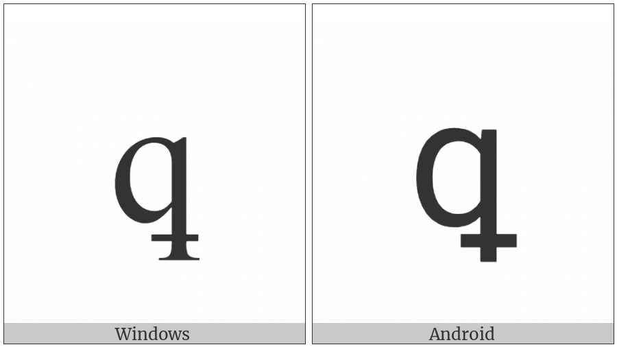 Latin Small Letter Q With Stroke Through Descender on various operating systems