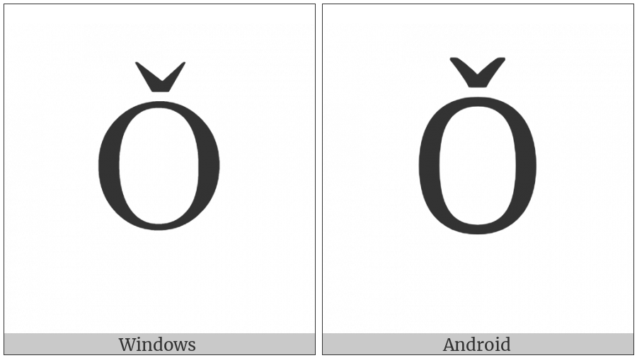 Latin Capital Letter O With Caron on various operating systems
