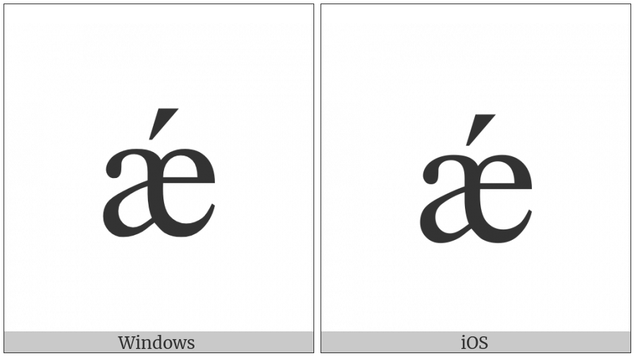 Latin Small Letter Ae With Acute on various operating systems