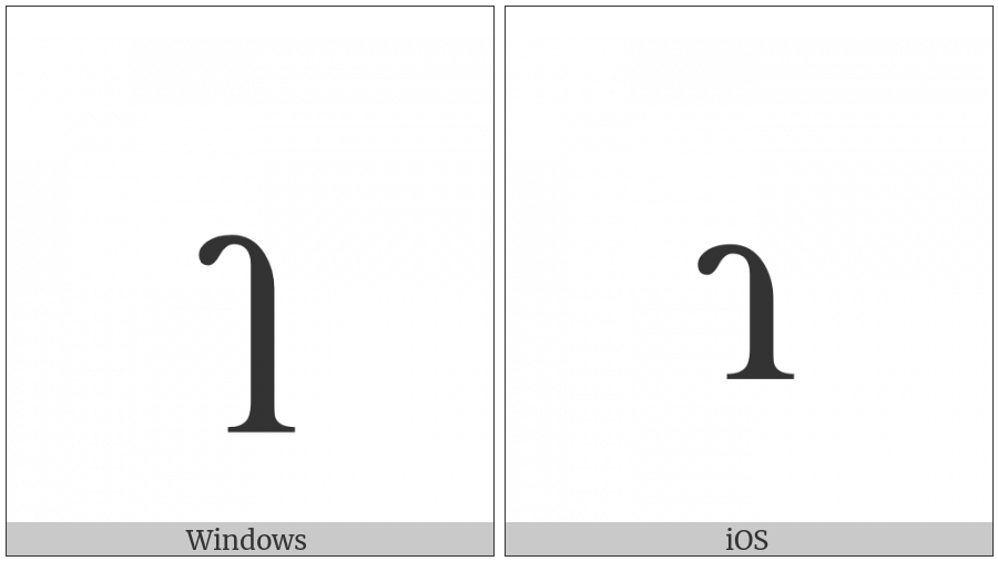 Latin Small Letter Reversed R With Fishhook on various operating systems