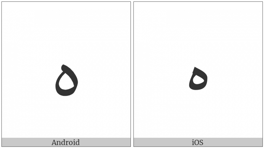Arabic Letter Heh Goal Isolated Form on various operating systems