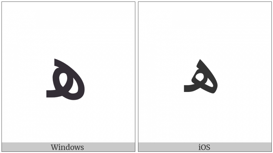 Arabic Letter Heh Initial Form on various operating systems