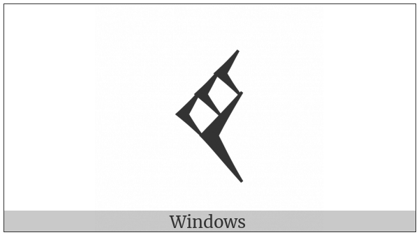 Cuneiform Numeric Sign Four U Variant Form on various operating systems