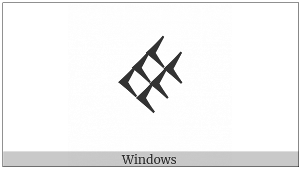 Cuneiform Numeric Sign Six U Variant Form on various operating systems
