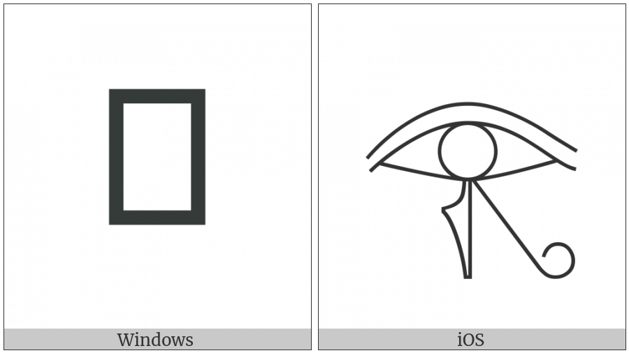 Egyptian Hieroglyph D010 on various operating systems