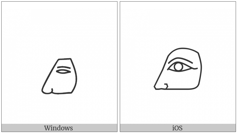 Egyptian Hieroglyph D019 on various operating systems