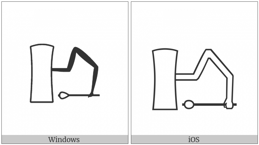 Egyptian Hieroglyph D034A on various operating systems