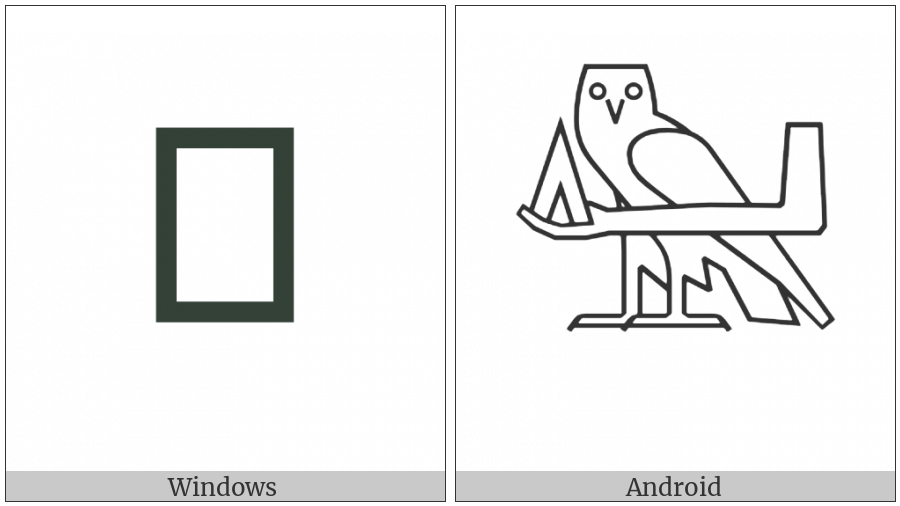Egyptian Hieroglyph G019 on various operating systems