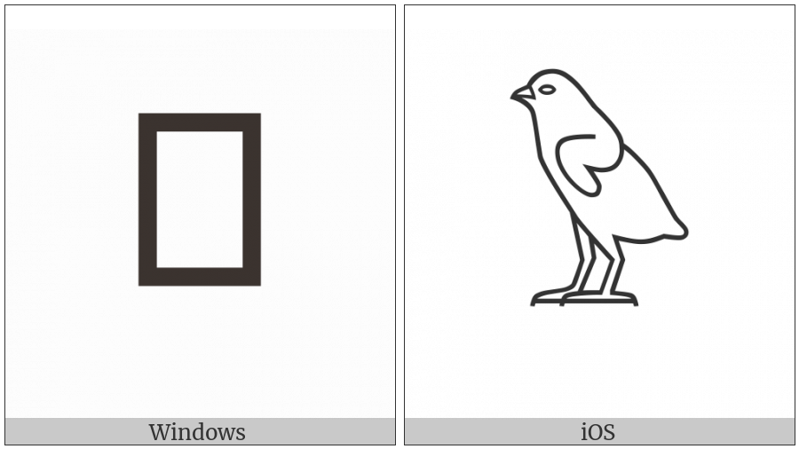Egyptian Hieroglyph G043 on various operating systems