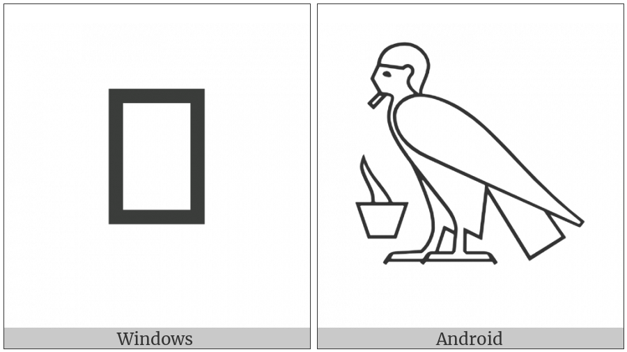 Egyptian Hieroglyph G053 on various operating systems