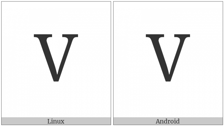 Latin Capital Letter V on various operating systems