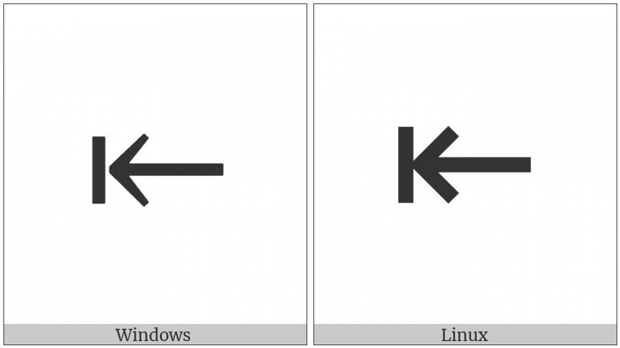 Leftwards Arrow To Bar on various operating systems
