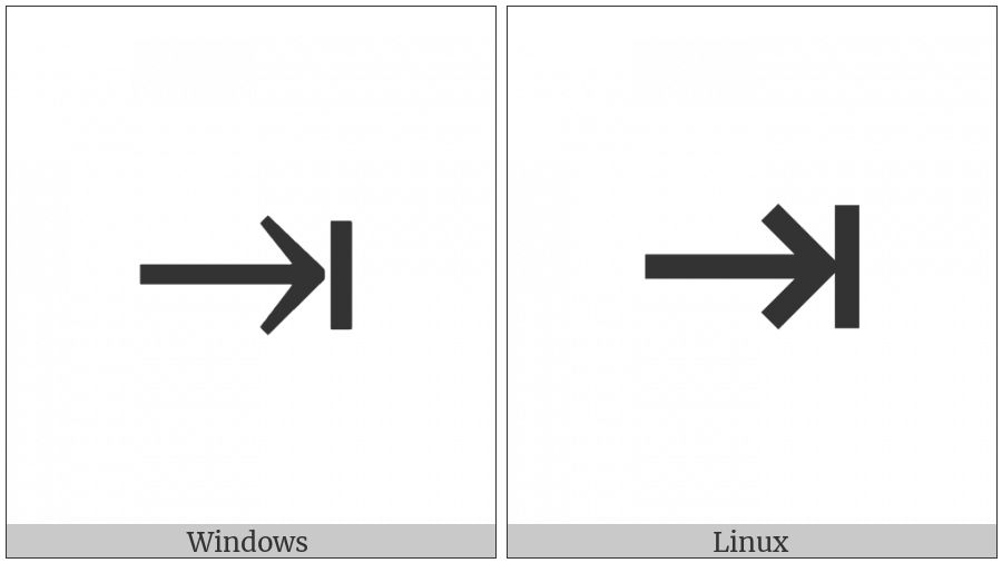 Rightwards Arrow To Bar on various operating systems