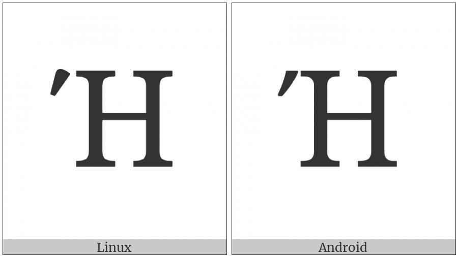 Greek Capital Letter Eta With Tonos on various operating systems