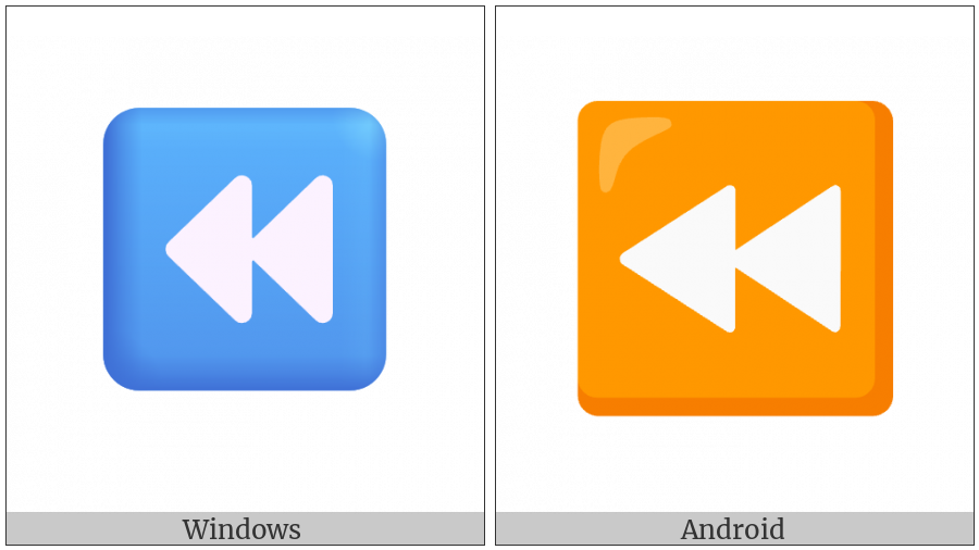 Black Left-Pointing Double Triangle on various operating systems