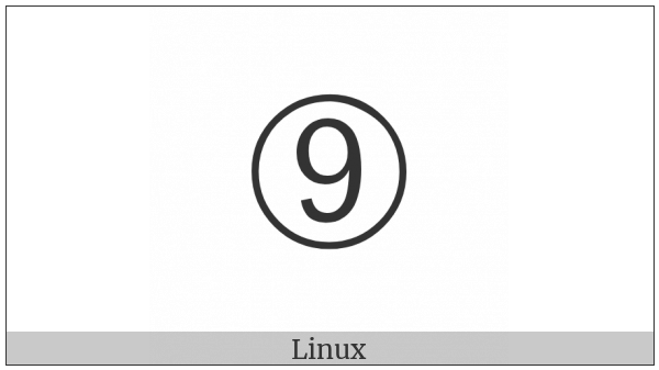 Circled Digit Nine on various operating systems
