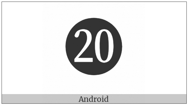 Negative Circled Number Twenty on various operating systems