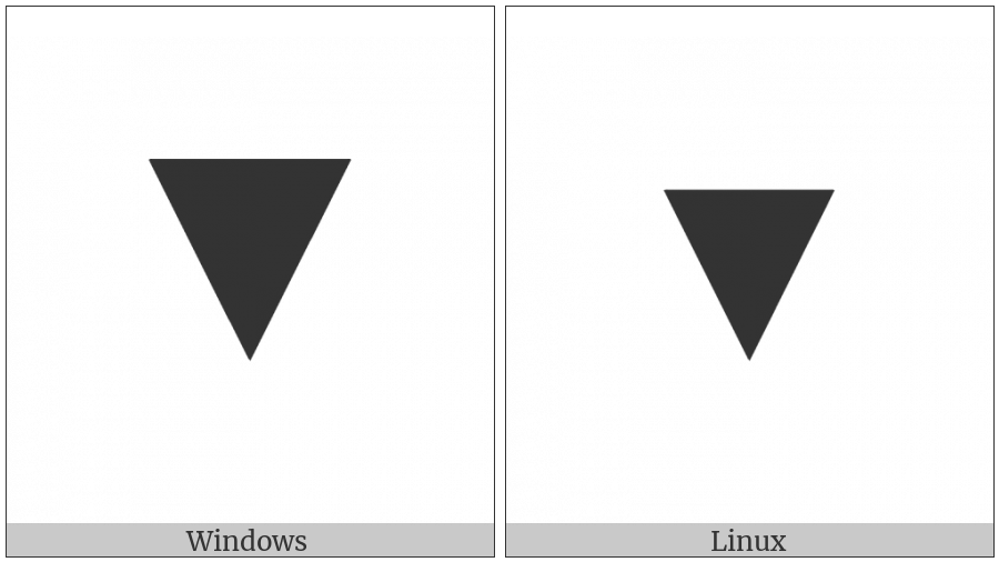Black Down-Pointing Triangle on various operating systems