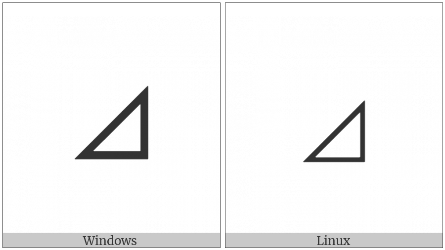 Lower Right Triangle on various operating systems