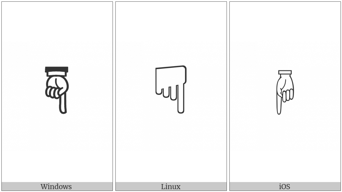 White Down Pointing Index on various operating systems